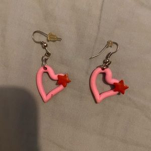 Pink heart earrings